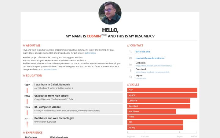 Screenshot of cosminstoica.ro