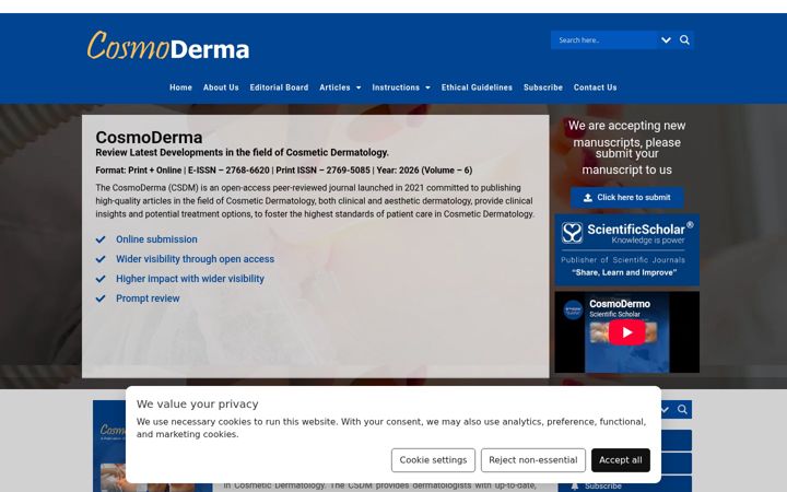 Snímek obrazovky cosmoderma.org