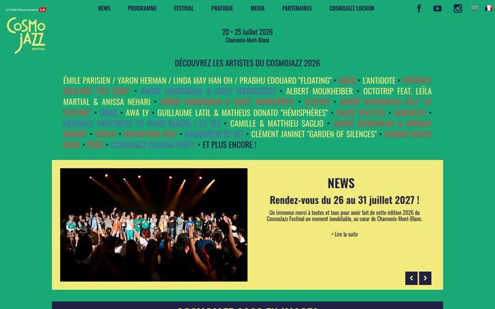 Screenshot of cosmojazzfestival.com