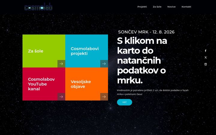 Screenshot di cosmolab.si