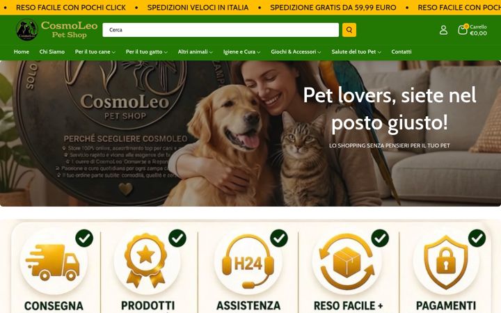 Posnetek zaslona cosmoleopetshop.it
