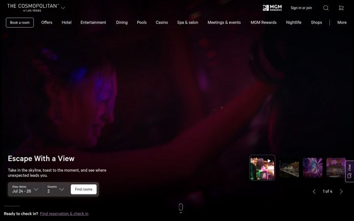 Screenshot of cosmopolitanlasvegas.com