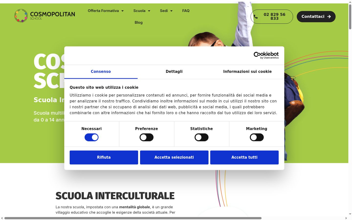 Posnetek zaslona pasice za privolitev, prikazane pred kakršno koli interakcijo