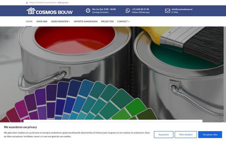 Screenshot of cosmosbouw.nl