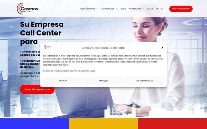 Screenshot of cosmoscallcenter.com