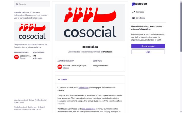 Screenshot of cosocial.ca