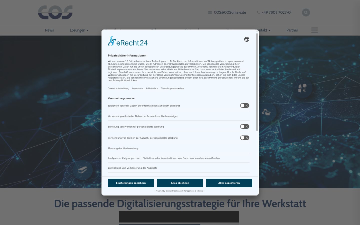 Screenshot del banner di consenso mostrato prima di qualsiasi interazione