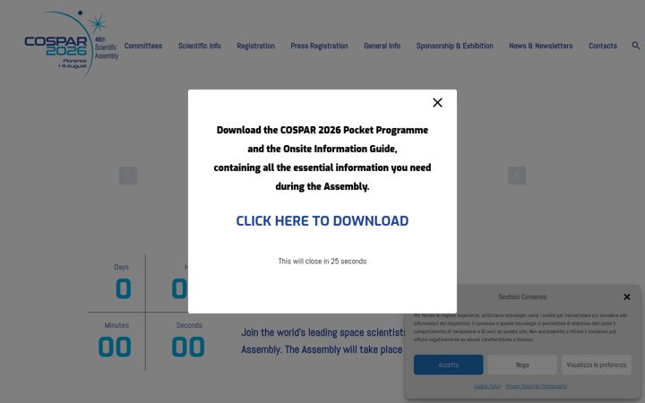 Screenshot of cospar2026.org