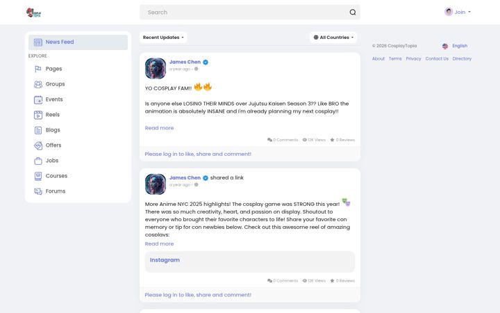 Screenshot of cosplaytopia.com