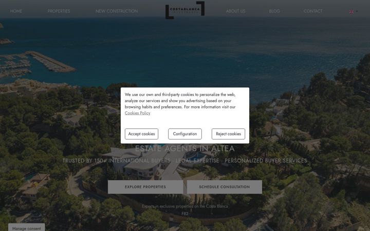 Captura de pantalla de costablancainvestments.com