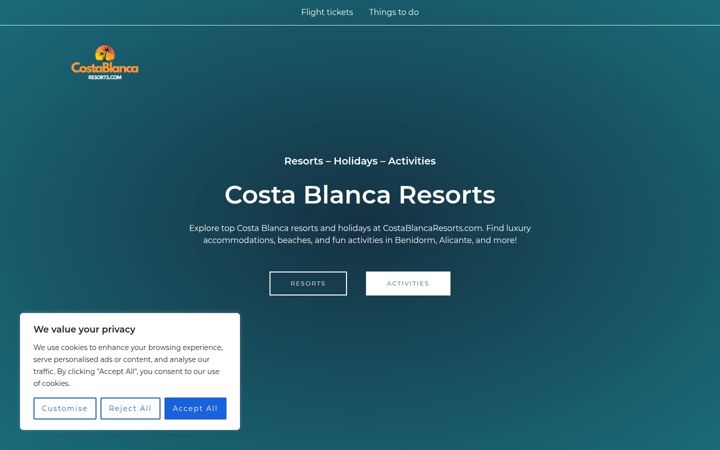 Screenshot of costablancaresorts.com