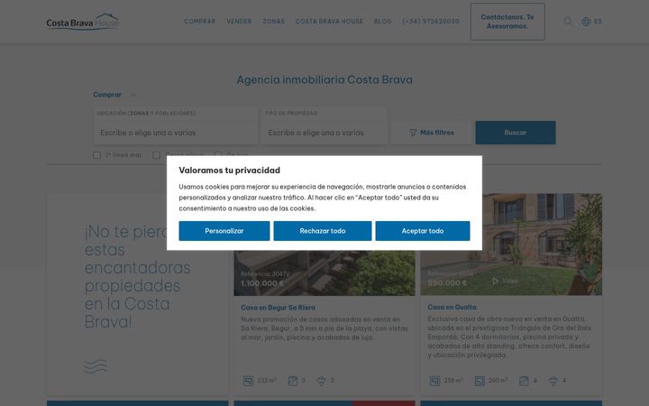 Screenshot of costabravahouse.com