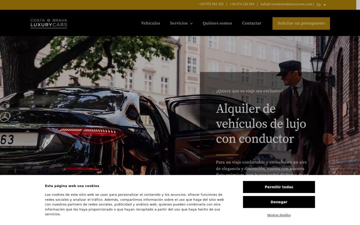 Kuvakaappaus sivustosta costabravaluxurycars.com