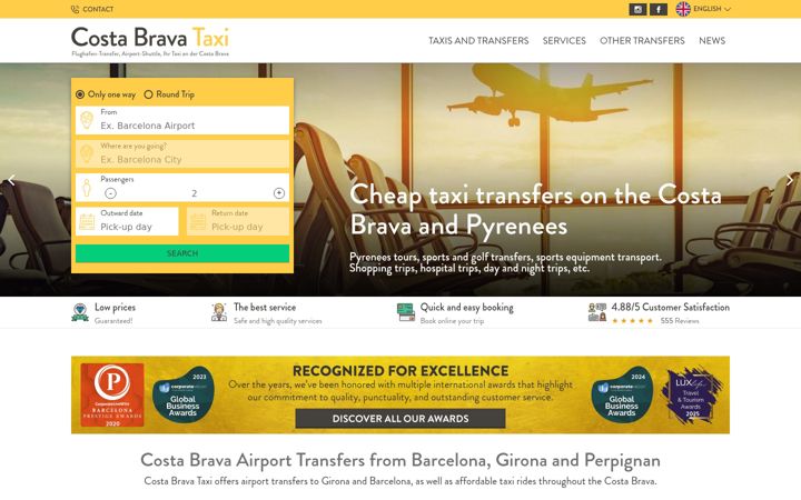 Screenshot of costabravataxi.com