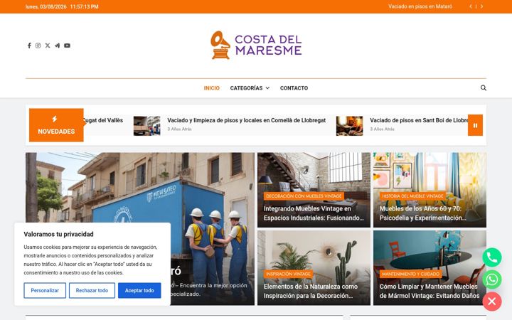 Screenshot of costadelmaresme.es