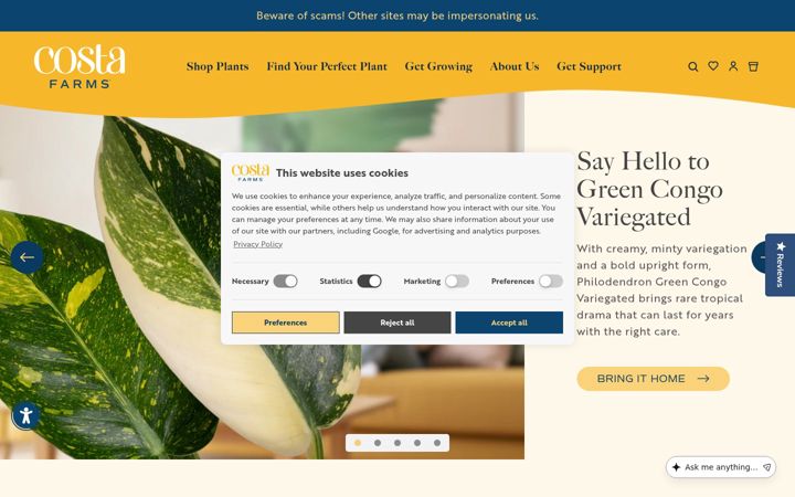 Screenshot of costafarms.com