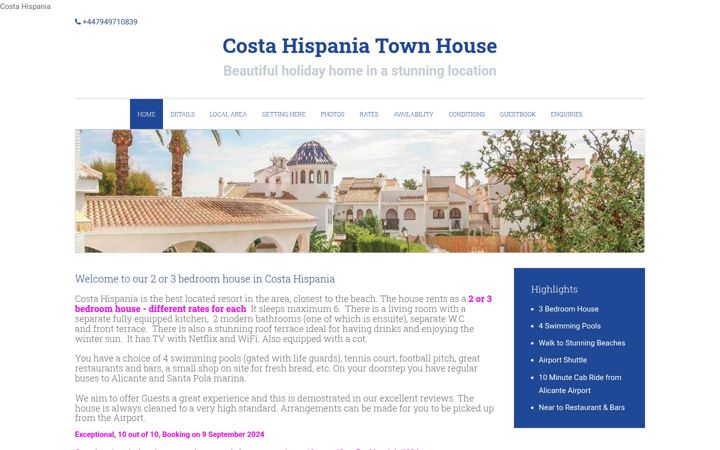 Screenshot of costahispaniarental.com