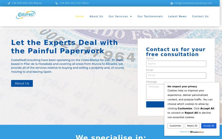 Screenshot of costamedconsulting.com
