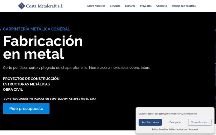 Screenshot of costametalcraft.com