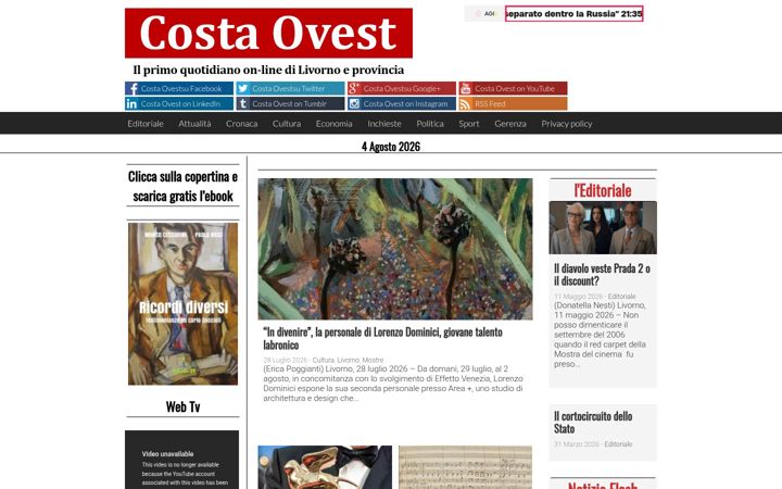 Screenshot of costaovest.info