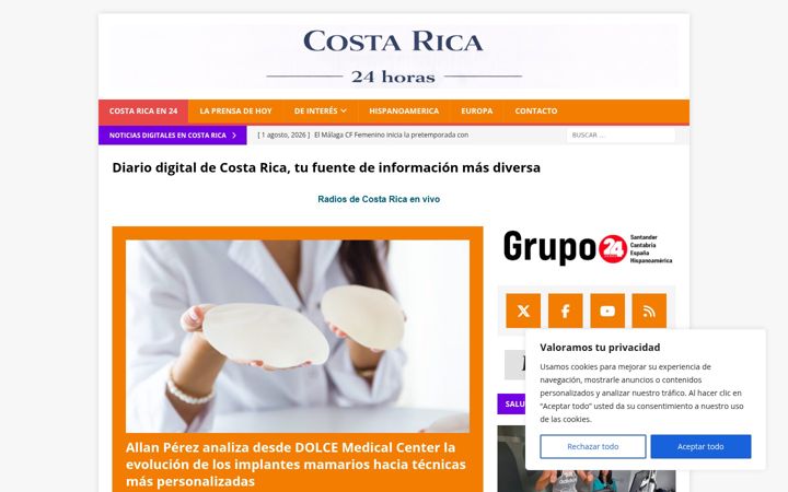 Screenshot of costarica24horas.com
