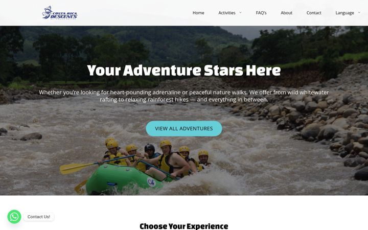 Screenshot of costaricadescents.com