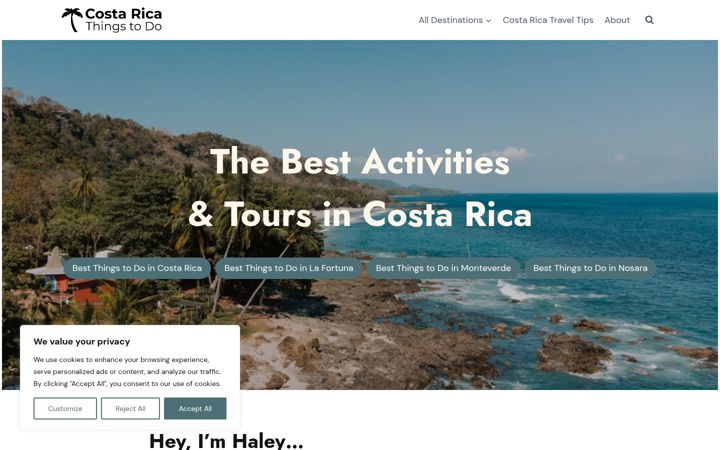 Screenshot of costaricathingstodo.com