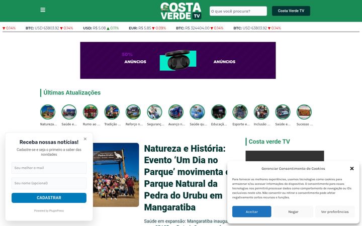 Screenshot of costaverdetv.com.br