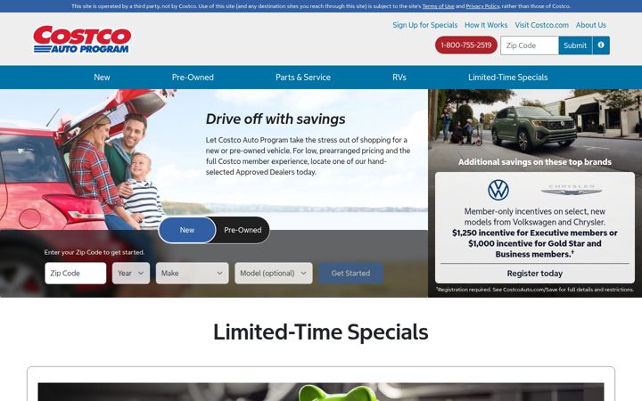 Screenshot of costcoauto.com