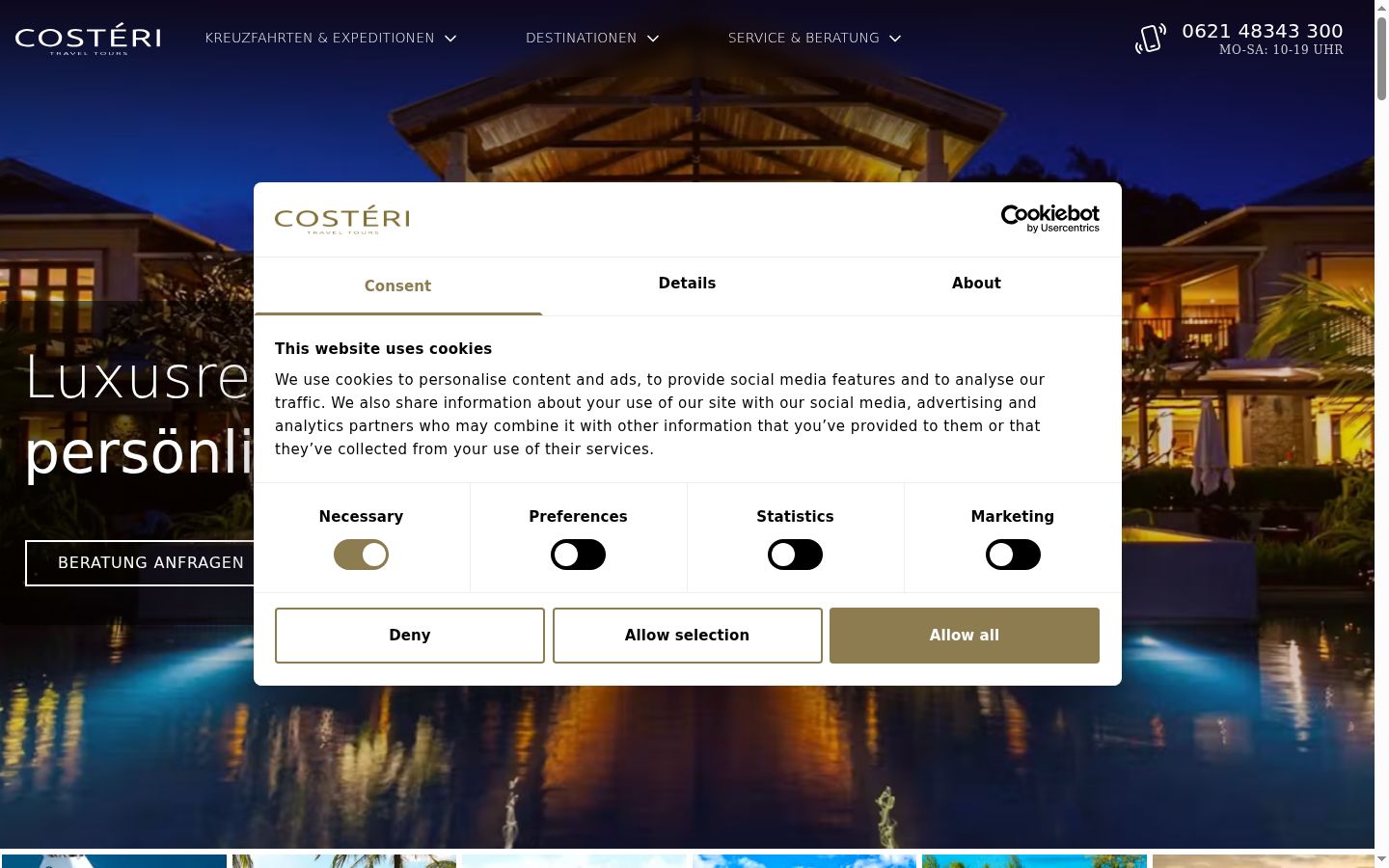 Screenshot of the consent banner shown before any interaction