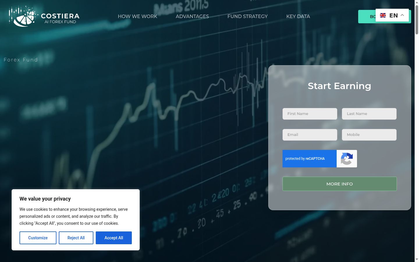 Screenshot of the consent banner shown before any interaction
