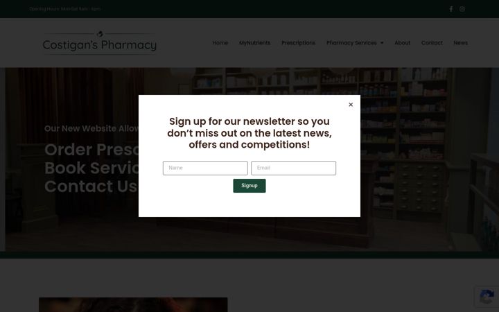 Screenshot of costiganspharmacy.ie