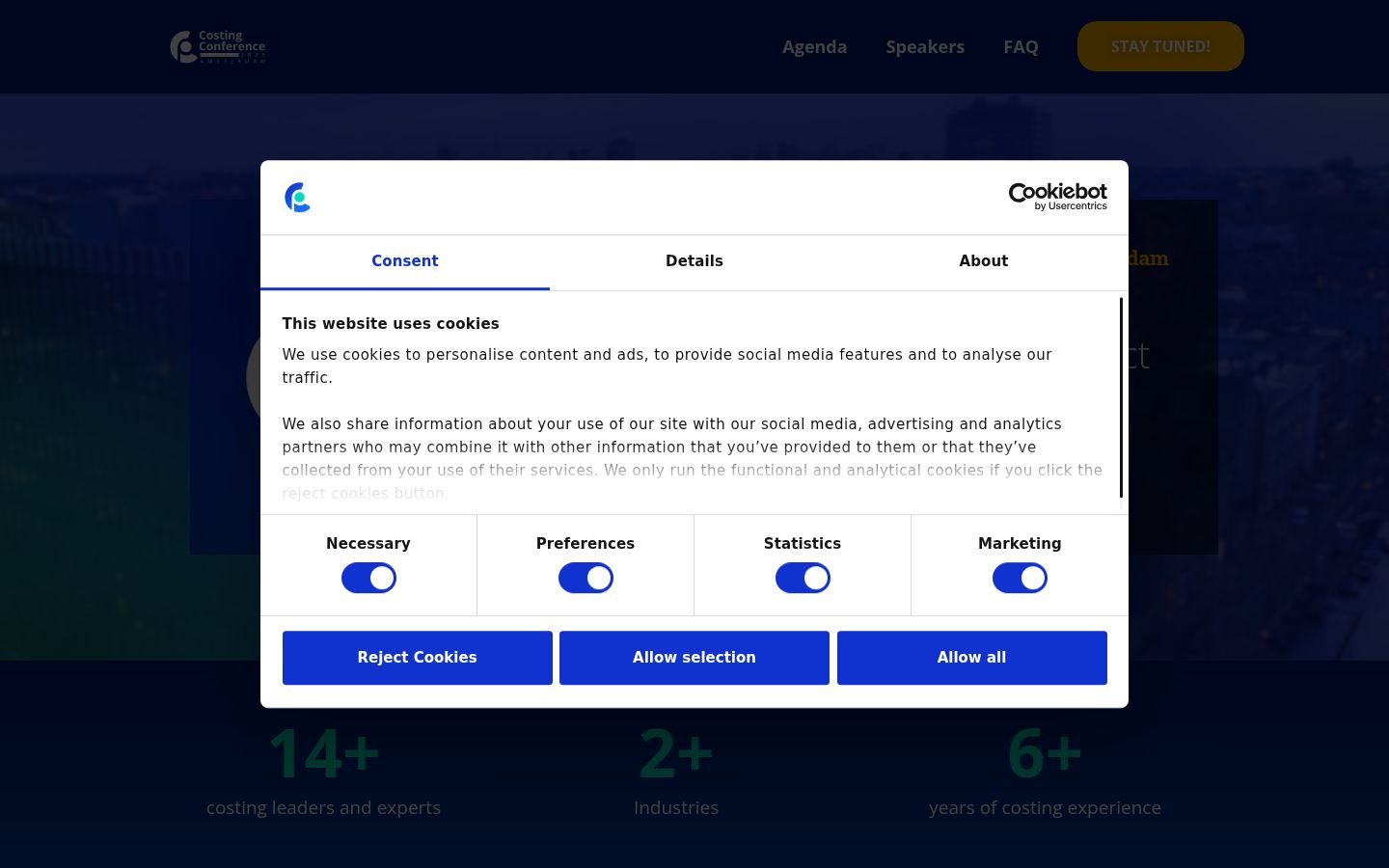 Screenshot of the consent banner shown before any interaction