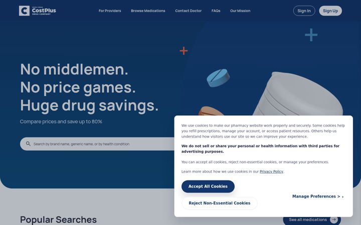 Screenshot of costplusdrugs.com