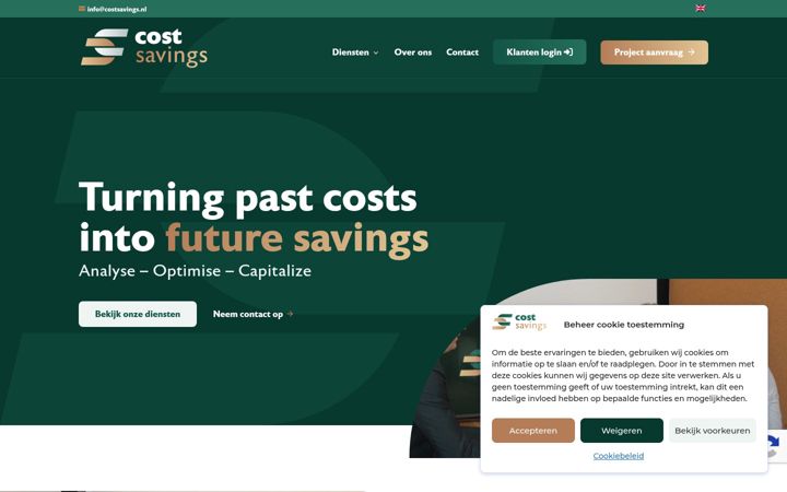 Captura de ecrã de costsavings.nl