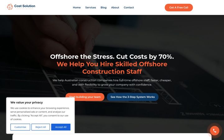 Ekraanipilt saidist costsolution.com.au