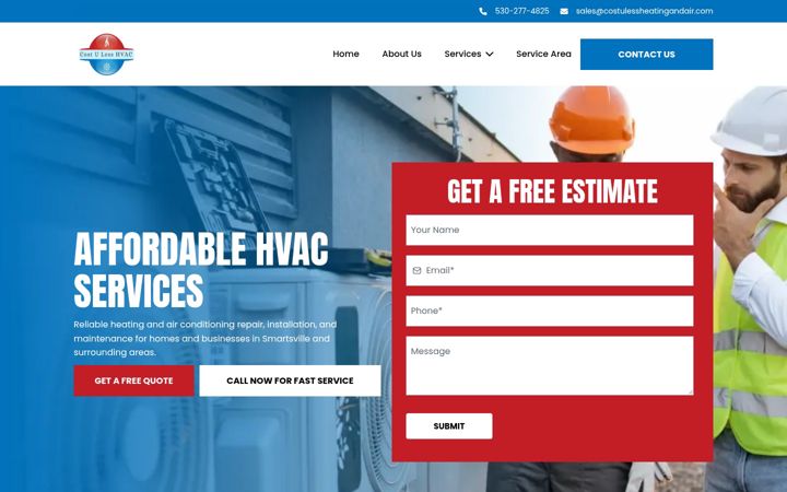 Screenshot of costulesshvac.com