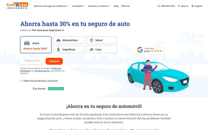 Screenshot of costulessseguros.com