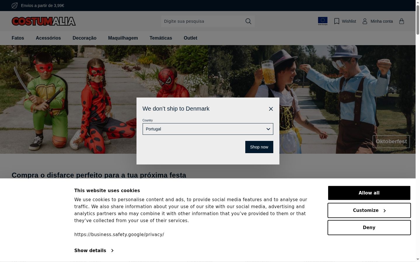 Captură de ecran a bannerului de consimțământ afișat înainte de orice interacțiune