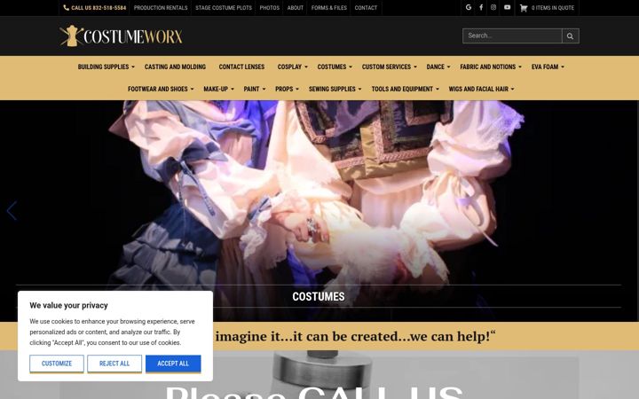 Screenshot of costumeworx.com