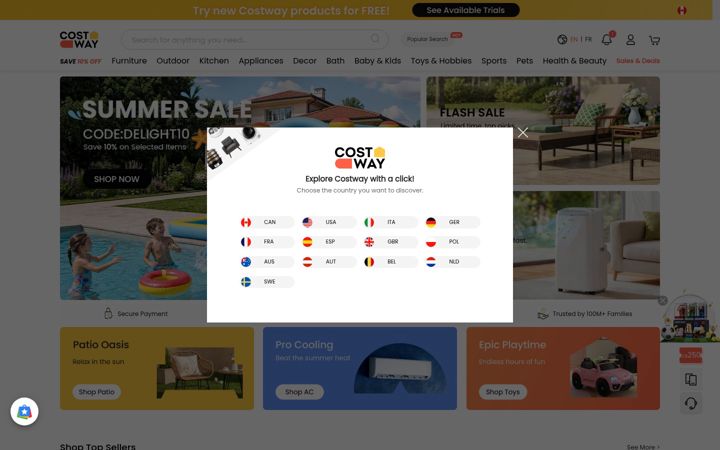 Screenshot of costway.ca