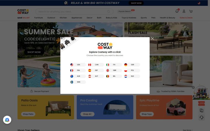 Screenshot van costway.com