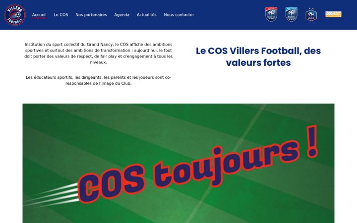 Captură de ecran a cosvillersfootball.fr