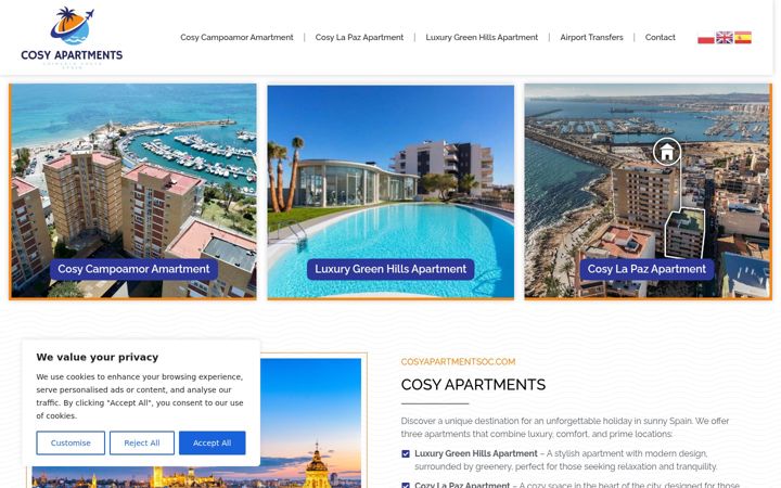 Screenshot of cosyapartmentsoc.com