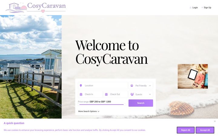 Screenshot of cosycaravan.com