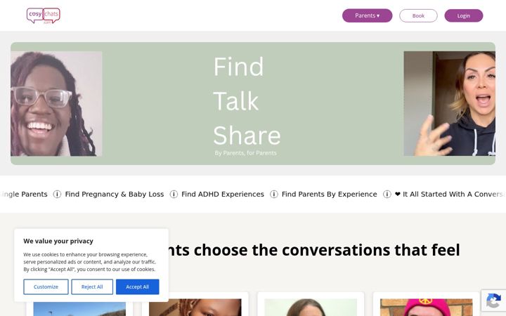 Screenshot of cosychats.com