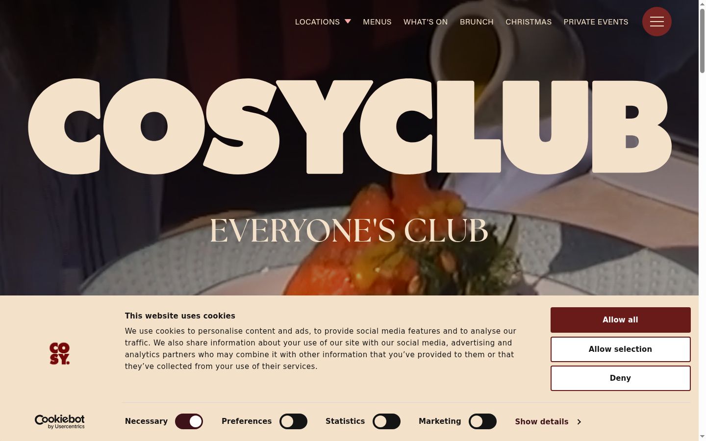 Screenshot del banner di consenso mostrato prima di qualsiasi interazione