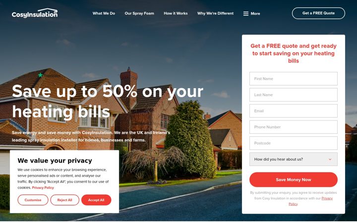 Screenshot of cosyinsulation.co.uk