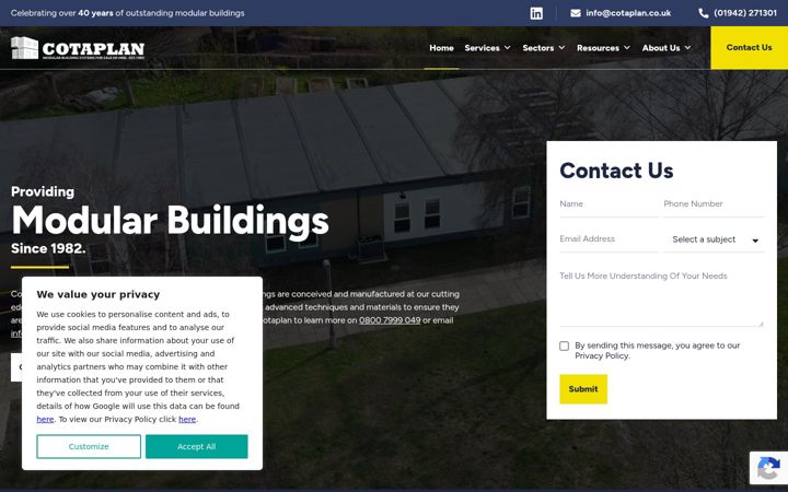 Screenshot of cotaplan.co.uk