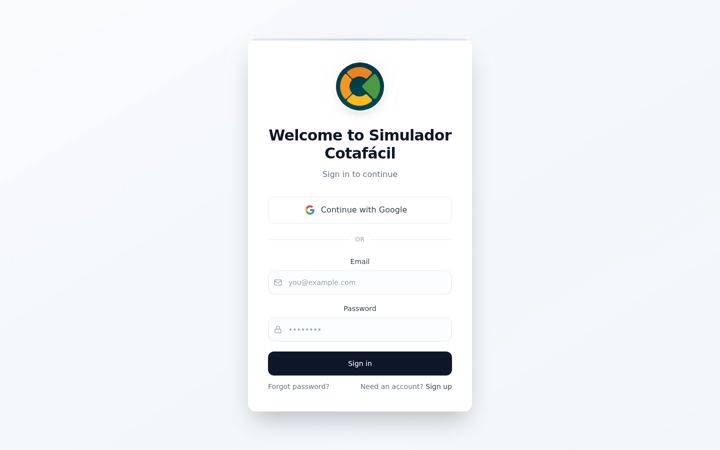 Screenshot of cotasimulador.com.br